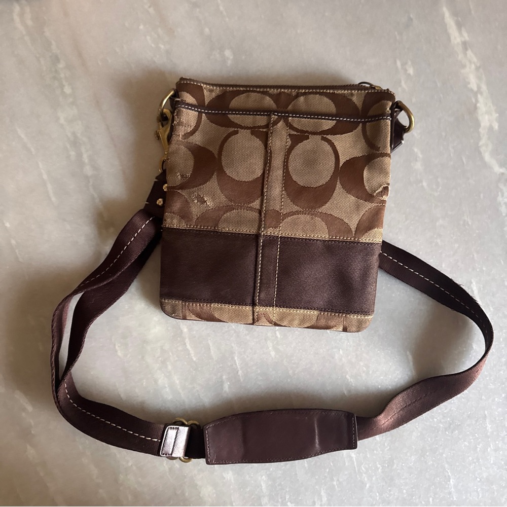Coach Monogram Brown Crossbody Bag